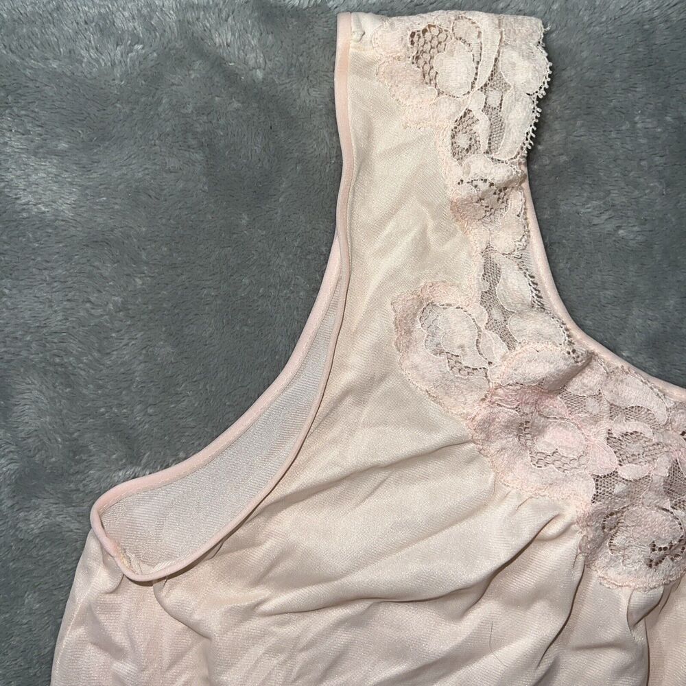 Vintage Lorraine Lingerie Night Gown Womens Medium Peach Lace Collar Silky Satin - Picture 4 of 8